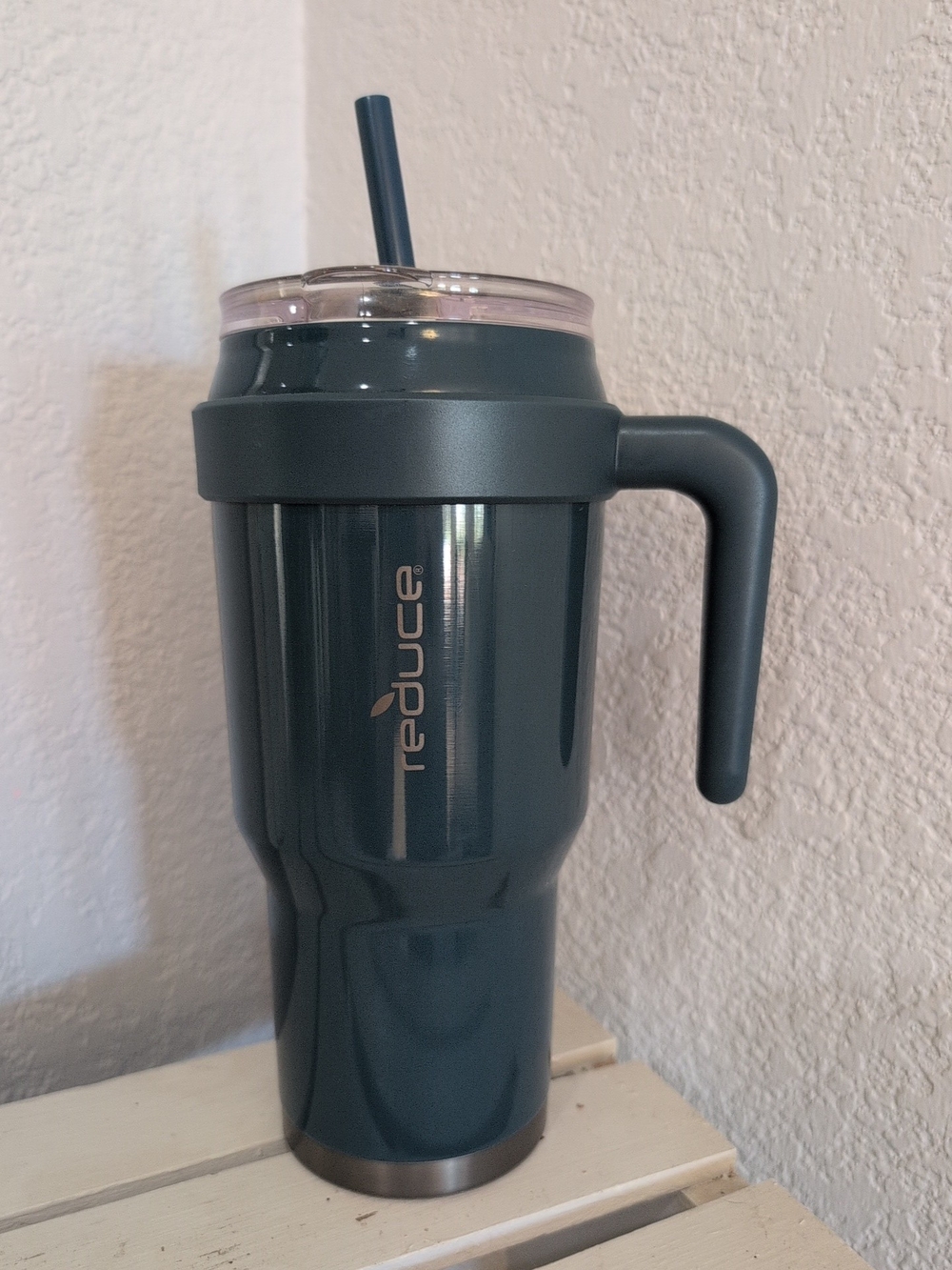 Reduce Dark Web Blue 40 Oz Cold Hot Insulated Travel Mug with Handle Straw Lid